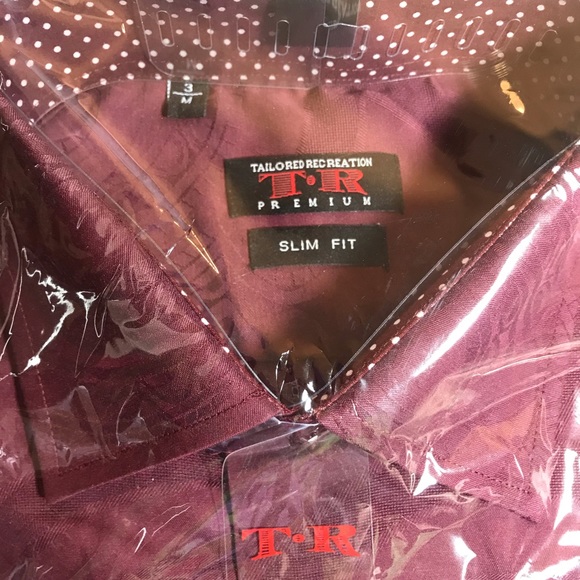 TR Premium Menswear LS Dress Shirt $189 Burgundy PRICE FIRM! - Picture 5 of 5